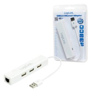 LogiLink UA0174 USB 2.0 naar Fast Ethernet-adapter met geïntegreerde 3-poorts USB-hub