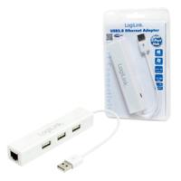 LogiLink UA0174 USB 2.0 naar Fast Ethernet-adapter met geïntegreerde 3-poorts USB-hub - thumbnail