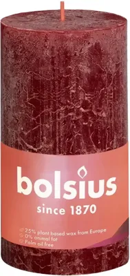 Bolsius stompkaars rustiek shine 6.8x13cm velvet red - thumbnail