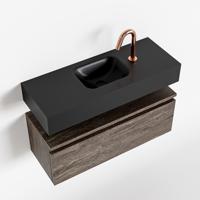 MONDIAZ ANDOR 80cm toiletmeubel dark brown. LEX 80cm wastafel urban midden 1 kraangat - thumbnail