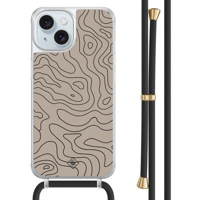 iPhone 15 hoesje met zwart koord - Abstract lines