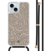 iPhone 15 hoesje met zwart koord - Abstract lines - thumbnail