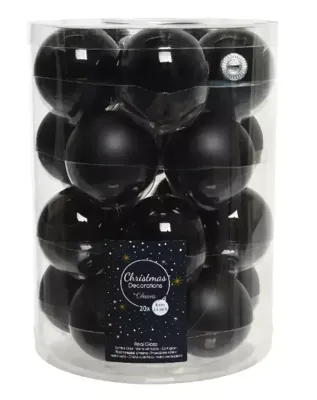 Kerstballen glas d6 cm zwart 20st kerst Decoris - Decoris