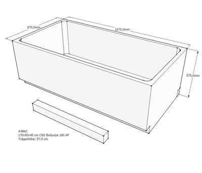 Xenz beterbad baddrager voor bodysize 170x90cm Xenz beterbad baddrager voor bodysize 170x90cm