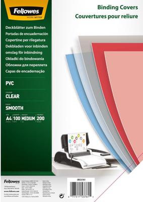 Voorblad fellowes a4 pvc 200micron transparant Voorblad fellowes a4 pvc 200micron transparant