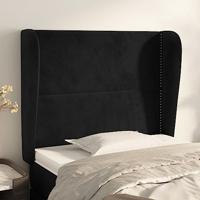 Hoofdbord met randen 93x23x118/128 cm fluweel zwart - thumbnail