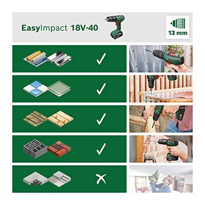 Bosch Groen EasyImpact 18V-40 | Accuklopboorschroevendraaier | met twee standen | Excl. Accu en Lader - 06039D8100 - thumbnail