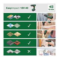 Bosch Home and Garden EasyImpact 18V-40 06039D8107 Accu-schroefboormachine, Accu-schroefmachine 18 V 2.0 Ah Li-ion Incl. accu, Incl. lader - thumbnail