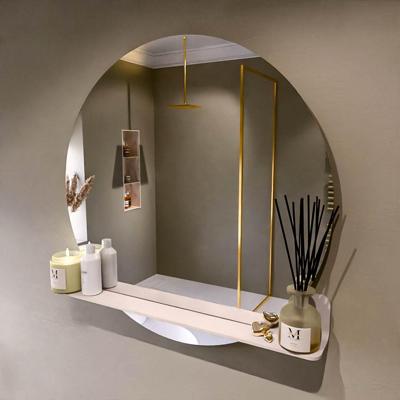 MONDIAZ SPOT spiegel rond 90cm met Spiegelplanchet kleur Rosee.