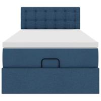 Bed met matras 90x200 cm stof blauw - thumbnail