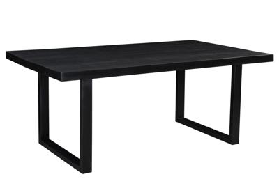 LivingFurn Eettafel 'Kala' Mangohout en staal, 240 x 100cm, kleur zwart