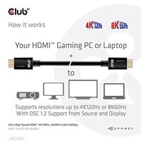 club3D CAC-1374 HDMI-kabel HDMI Aansluitkabel HDMI-A-stekker 4.00 m Zwart - thumbnail