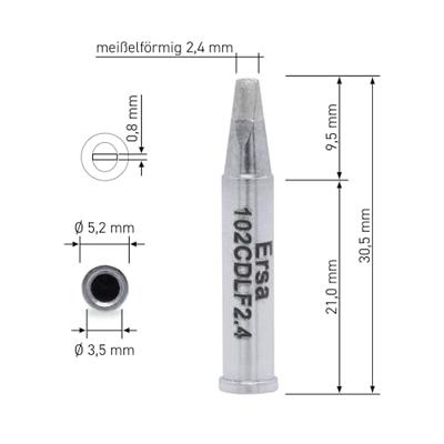 Ersa 102 CD LF 24 Soldeerpunt Beitelvorm, recht Grootte soldeerpunt 2.4 mm Inhoud: 1 stuk(s)
