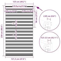 VidaXL Zebra rolgordijn 125x230 cm stofbreedte 120,9 cm donkergrijs - thumbnail