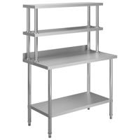 VidaXL Keukenwerktafel met bovenschap 120x60x150 cm roestvrij staal - thumbnail