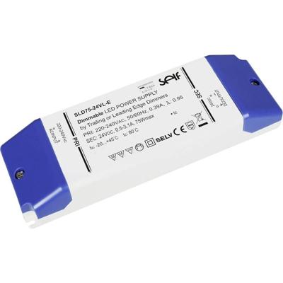 Self Electronics SLD75-24VL-E LED-transformator Constante spanning 75 W 0.5 - 3.1 A 24 V/DC Dimbaar, Geschikt voor meubels, Overbelastingsbescherming 1 stuk(s) Self Electronics SLD75-24VL-E LED-transformator Constante spanning 75 W 0.5 - 3.1 A 24 V/DC Dimbaar, Geschikt voor meubels, Overbelastingsbescherming 1 stuk(s)