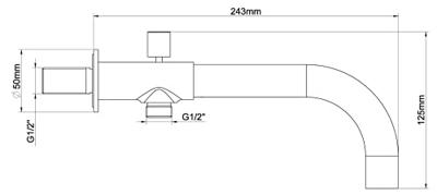 Wiesbaden Inbouw Baduitloop Met Omstel 24 cm 1/2 Mat Zwart Wiesbaden Inbouw Baduitloop Met Omstel 24 cm 1/2 Mat Zwart