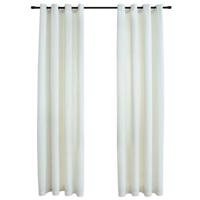 VidaXL Gordijn verduisterend met ringen 2 st 140x175 cm fluweel crème - thumbnail