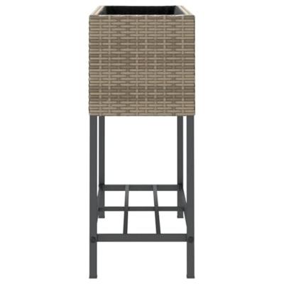 Plantenbakken met schap 2 st 70x28x70 poly rattan grijs