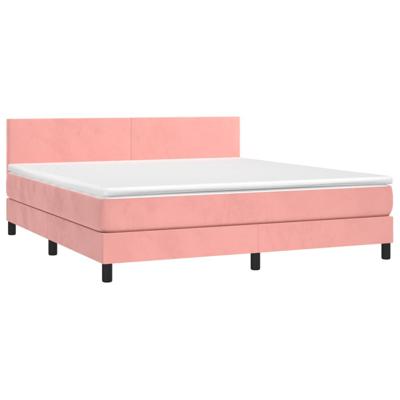 Boxspring met matras fluweel roze 160x200 cm