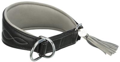TRIXIE HALSBAND HOND ACTIVE COMFORT VOOR WINDHONDEN LEER ZWART / GRIJS 27-35X5,5 CM