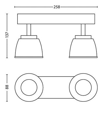 Philips myLiving Spotlamp County RVS 2-spot