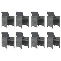 9-delige Tuinset met kussens poly rattan grijs - thumbnail