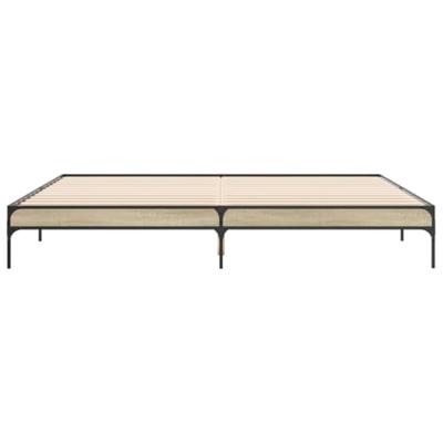 Bedframe bewerkt hout metaal sonoma eikenkleurig 200x200 cm