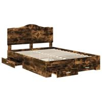 Bedframe met hoofdeinde Gerookt eiken 140 x 190 cm Bewerkt hout - thumbnail