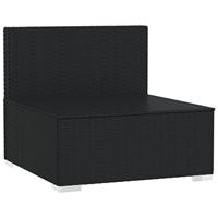 Tuinmiddenbank met kussens poly rattan zwart - thumbnail