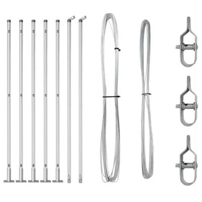 VidaXL Afrasteringspaal 7 pcs zilver staal VidaXL Afrasteringspaal 7 pcs zilver staal