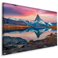 Schilderij - Ochtend in de Zwitserse Alpen, 5 maten, Premium Print - thumbnail