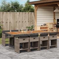 9-delige Tuinset met kussens poly rattan grijs - thumbnail