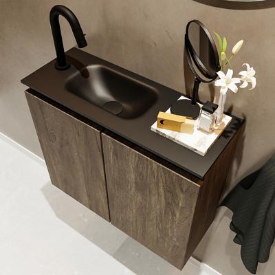 MONDIAZ TURE 60cm toiletmeubel dark brown. EDEN wastafel urban links 1 kraangat