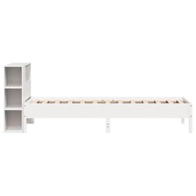 Bed met boekenkast zonder matras grenenhout wit 75x190 cm