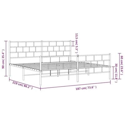 Bedframe met hoofd- en voeteneinde metaal wit 183x213 cm Bedframe met hoofd- en voeteneinde metaal wit 183x213 cm