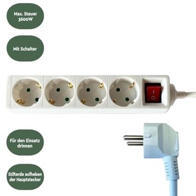 Stekkerdoos brasq 4 voudig 3 meter wit