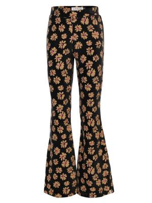 LOOXS Little winter velvet flare broek meisjes - zwart - bloem