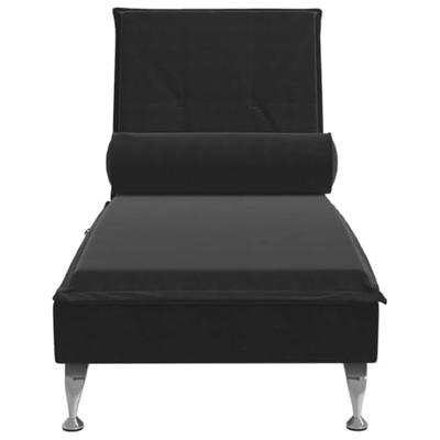 Massage chaise longue met bolster fluweel zwart