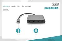 Digitus DA-70828 HDMI / USB-C Adapter [1x USB-C - 2x HDMI-bus] Zwart Afgeschermd, Rond 0.18 m - thumbnail