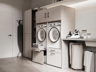 Kast WASHING 2 machines naast elkaar kasjmier met 2 opzetkasten