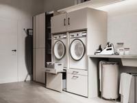 Kast WASHING 2 machines naast elkaar kasjmier met 2 opzetkasten - thumbnail