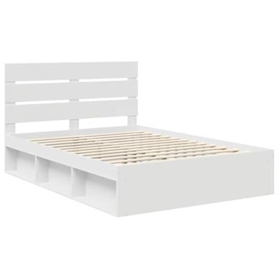 Bedframe met hoofdeinde Wit 160 x 200 cm Massief grenenhout