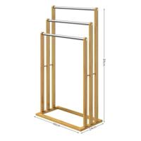 Handdoekenrek Bamboe met 3 RVS Stangen - thumbnail