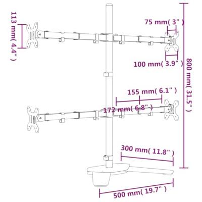 VidaXL Monitorbeugel vesa 75/100 mm zwart staal