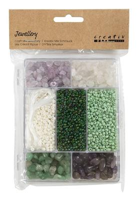 Creativ Company Creatieve box sieraden, kristallen, afm 2,6-10 mm, gatgrootte 0,8-1,2 mm, ca. 2460 stuk, diverse kleuren, 1 doos