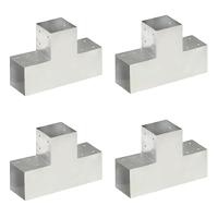 VidaXL Paalverbindingen 4 st t-vorm 101x101 mm gegalvaniseerd metaal - thumbnail