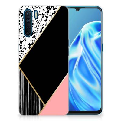 OPPO A91 | TPU Hoesje | Zwart Roze Vormen