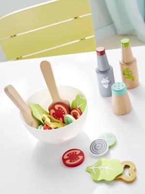 Set houten salade set aquagroen