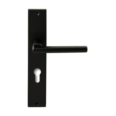 Hardbrass Deurkruk Athene op rechthoekig langschild profielcilindergat 72mm - zwart